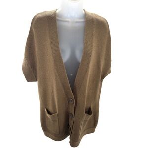 Coldwater‎ Creek Tan Knit Cardigan Sweater Big Button Front Pockets 1X